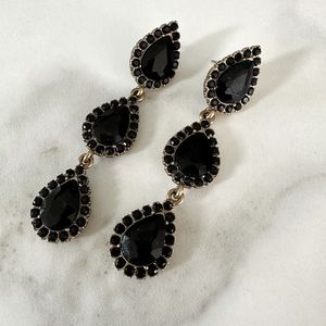 LOREN HOPE TRIPLE TEARDROP ONYX FACETED CRYSTAL